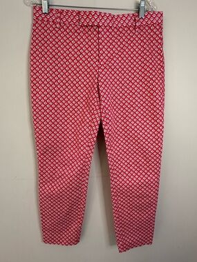Gap Slim Cropped pants preppy red white blue boho pattern SZ 6